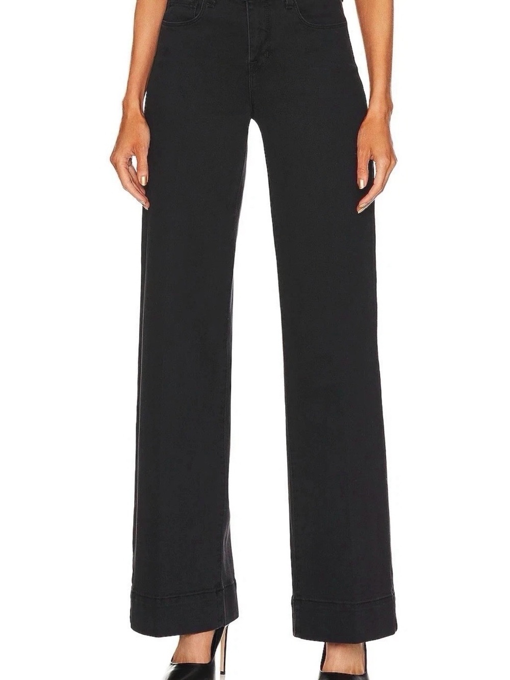 L'AGENCE Madden High Rise Wide Leg Jeans in Washed Black Womens 27 Designer